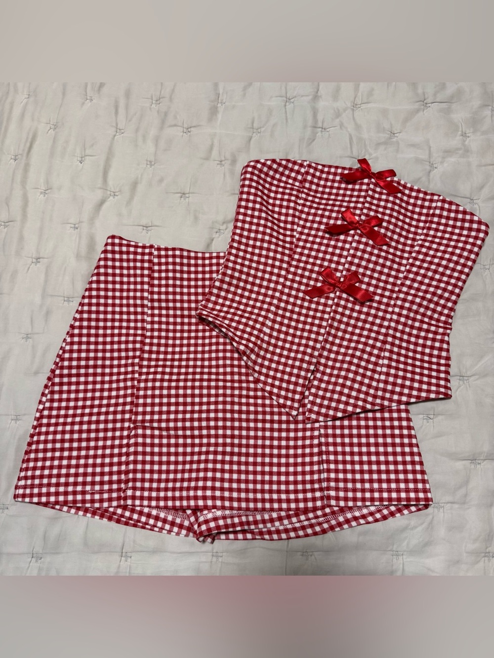 Dry Goods Originality Red & White Gingham Top and Skort Set